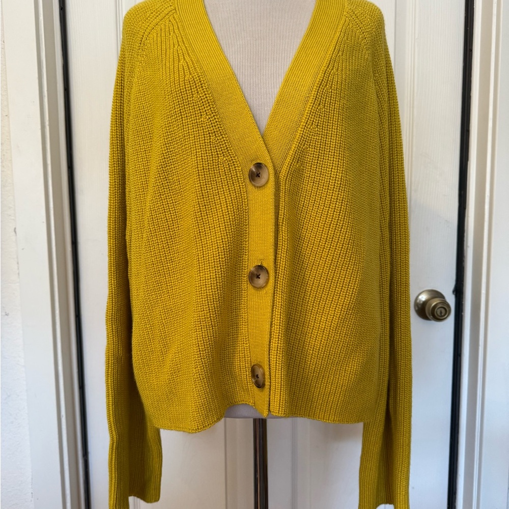 Velvet by Graham & Spencer Mustard Wool-Blend Cardigan Size Large